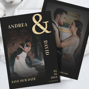 Save The Date Site Web de Mariage Ampersand Or Photo Décolorée S