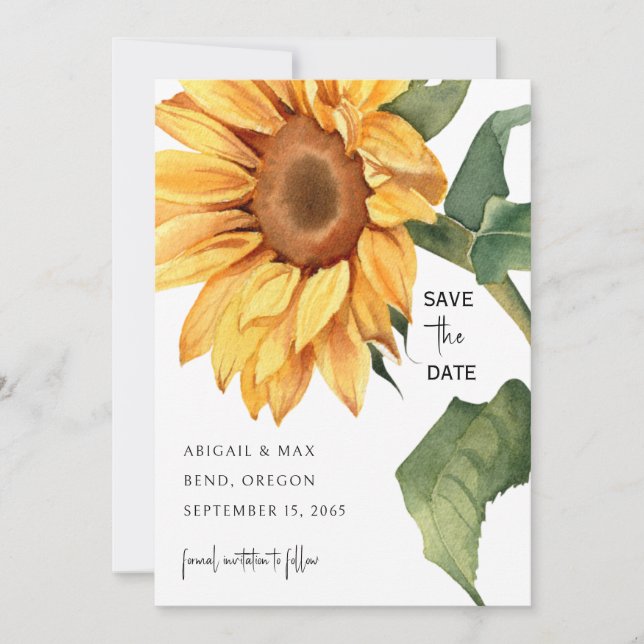 Save The Date Site Web de Mariage Tournesol Enregistrez la Date (Devant)