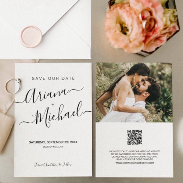 Save The Date Site Web du Mariage de photos pour les noms de scr (Simple, chic, minimal wedding save the date photo card.)