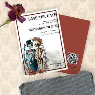 Save The Date Skeleton Couple QR Code Mariage gothique