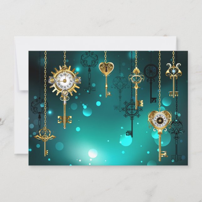 Save The Date Skeleton Keys on Green Background (Devant)