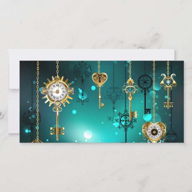 Save The Date Skeleton Keys on Green Background (Devant)