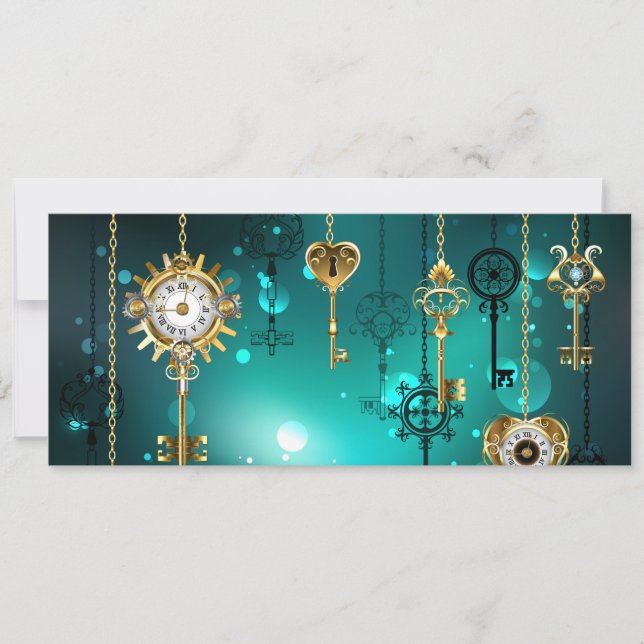 Save The Date Skeleton Keys on Green Background (Devant)
