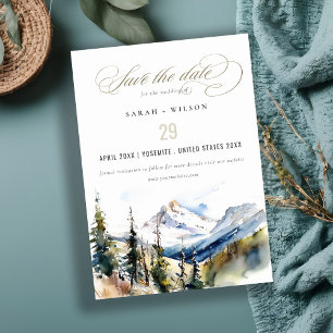 Save The Date Ski Mountain Telluride Colorado Mariage aquarelle