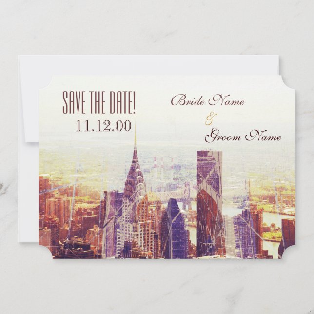 Save The Date Skyline vintage New York (Devant)