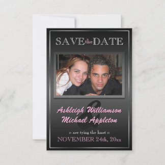 Save The Date Sleek Black Photo Enregistrer la date Annonces