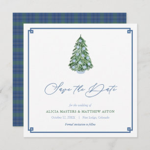 Save The Date Smart Christmas Tree Green Blue Mariage d'hiver