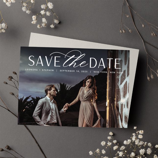 Save The Date Smooth Script | Single Horizontal Photo Wedding (Créateur téléchargé)