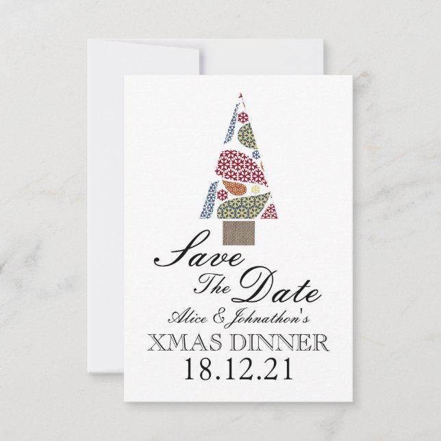 Save The Date Snowflake Teardrops Arbre Enregistrer La Date (Devant)