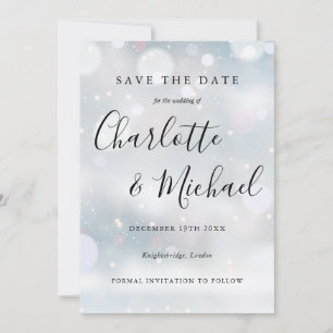 Save The Date Snowflakes d'hiver Élégant script Enregistrer la d