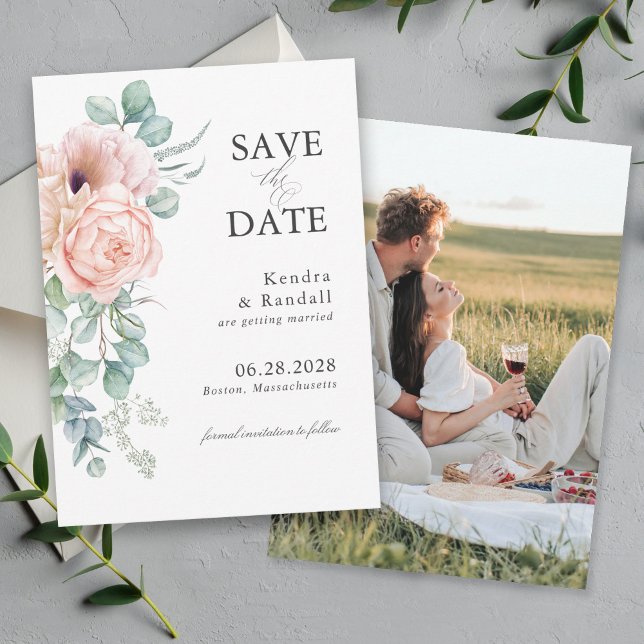 Save The Date Soft Pastel Floral Wedding Enregistrer la date (Créateur téléchargé)