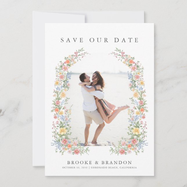 Save The Date Soft Pastel Ornate Spring Garden Wedding Photo (Devant)