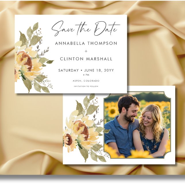 Save The Date Soft Rustic Grand Boho Sunflowers Mariage Photo (Soft Rustic Large Boho Sunflowers Wedding Save the Date Card)