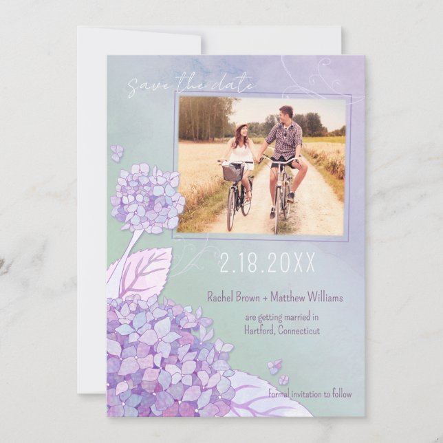 Save The Date Soirée Hydrangeas Mariage Photo Enregistrer la dat (Devant)