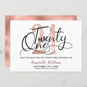 Save The Date Soirée Rose Gold 21e anniversaire 
