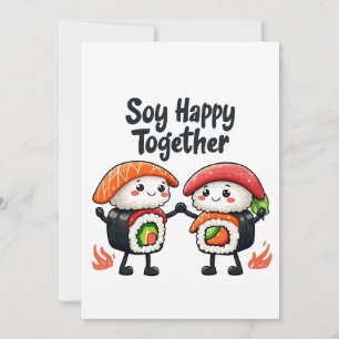 Save The Date Soja heureux ensemble Sushi Kawaii Japonais Nourri