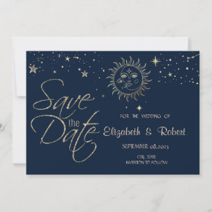 Save The Date Soleil Et Lune En Or Céleste