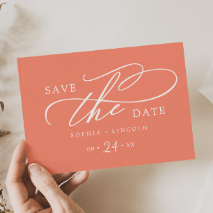 Save The Date SOPHIA Bright Coral Summer QR Code Mariage