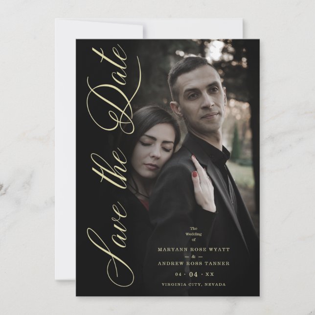 Save The Date Sophisticated Photo Engaged Couple Wedding Covid19 (Devant)