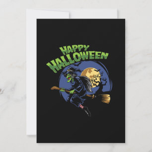 Save The Date sorcière de conception d'halloween et balai volant