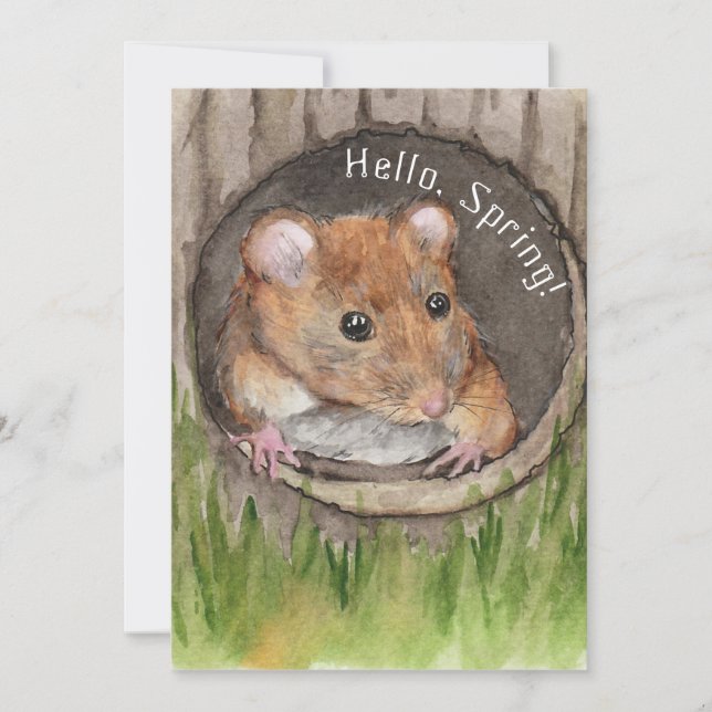 Save The Date Souris rustique aquarelle (Devant)