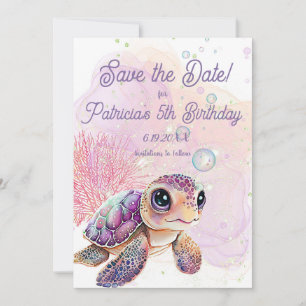 Save The Date Sous la mer, Tortue 5e anniversaire,