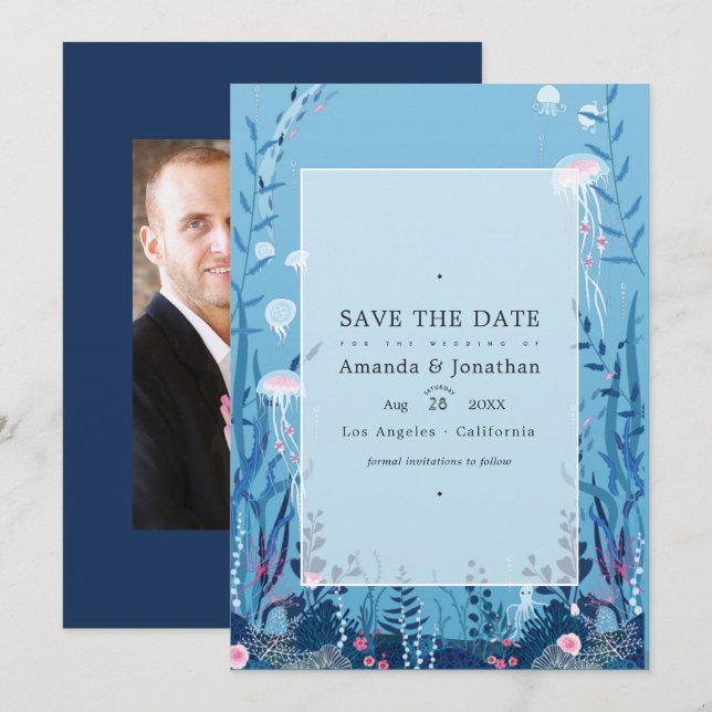 Save The Date Sous l'eau Mariage Nautilus Photo Enregistrer la d (Devant / Derrière)