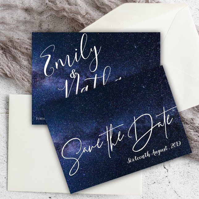 Save The Date Sous les étoiles Mariage de typographie du ciel de (Under The Stars Blue Night Sky Typography Wedding Save The Date)