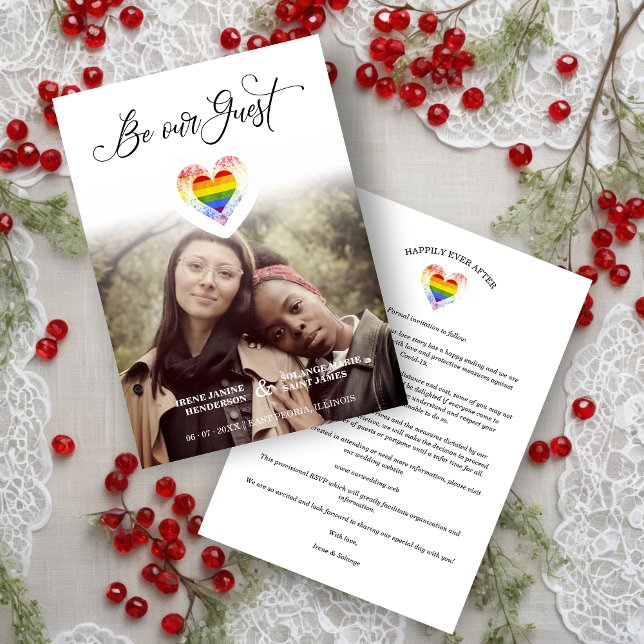 Save The Date Soyez notre Guest Pride Rainbow Heart Lesbian Gay  (Créateur téléchargé)