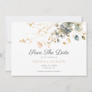 Save The Date Spring Garden Boho Fleur sauvage Beige Blue Mariag