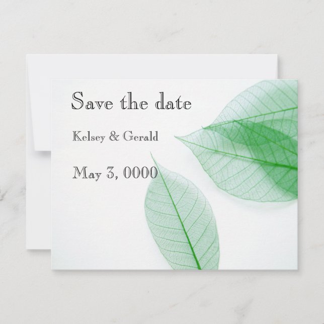 Save The Date Squelettes de feuilles sur blanc (Devant)