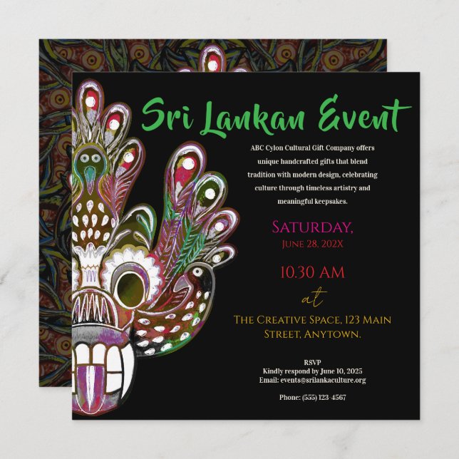 Save The Date Sri Lanka Design culturel moderne (Devant / Derrière)