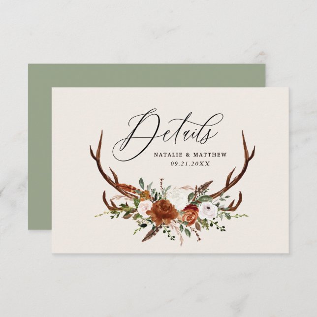 Save The Date Stade terre cuite rouille fleurie élégant budget m (Devant / Derrière)