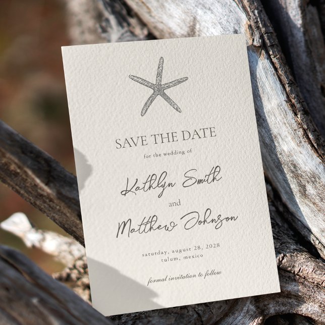 Save The Date Starfish Beach Ocean Destination Mariage moderne (Créateur téléchargé)