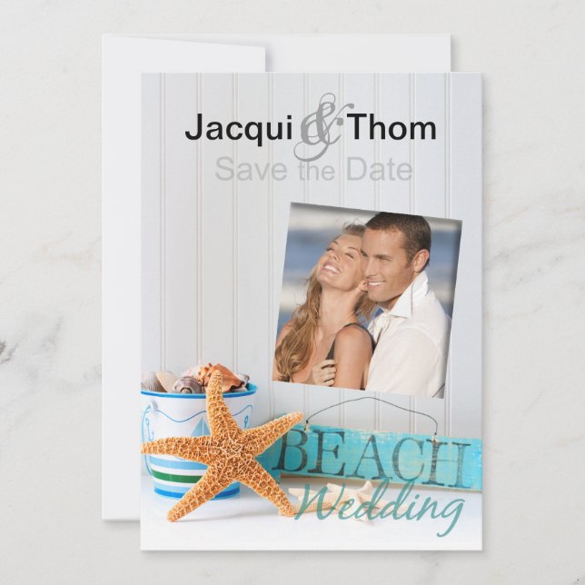 Save The Date Starfish Beach Wedding Photo Enregistrer la date (Devant)