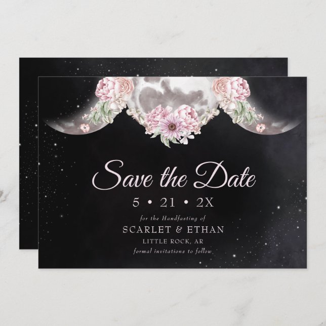 Save The Date Starry Night Rose & Noir Triple Lune Handfasting (Devant / Derrière)