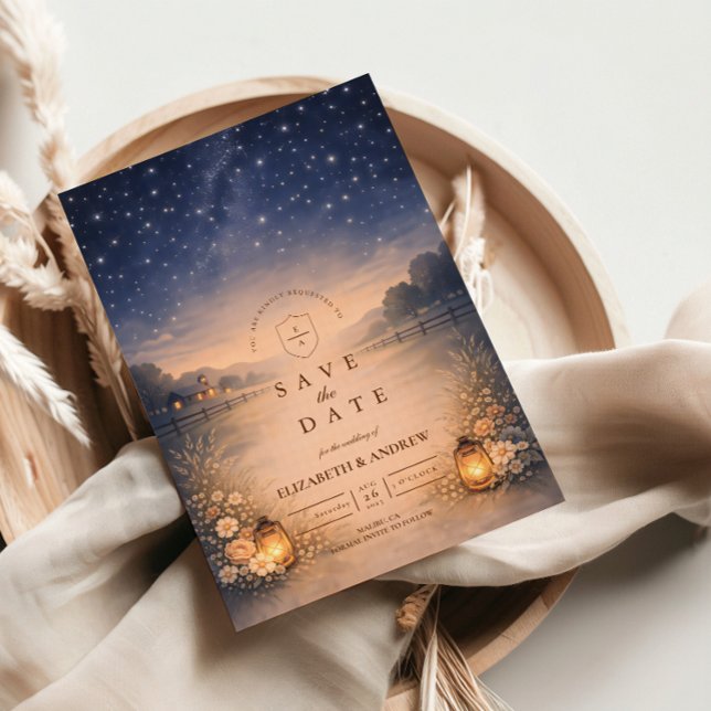 Save The Date Starry Night Rustic Meadow Wedding (Créateur téléchargé)