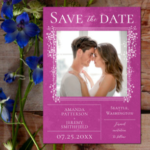 Save The Date Starry Photo   Magenta Enregistrer la date