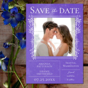 Save The Date Starry Photo Purple Enregistrer la date