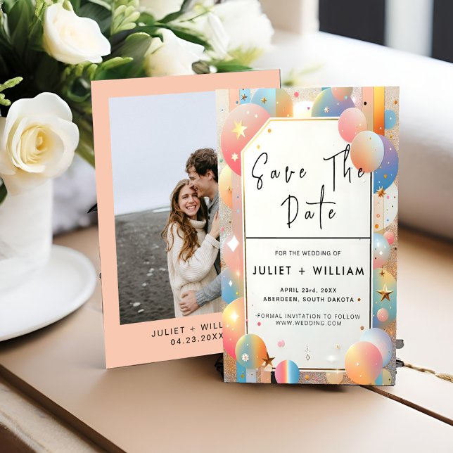 Save The Date Stars Glam Bright Pastel Ombre Mariage Parties sci (Créateur téléchargé)
