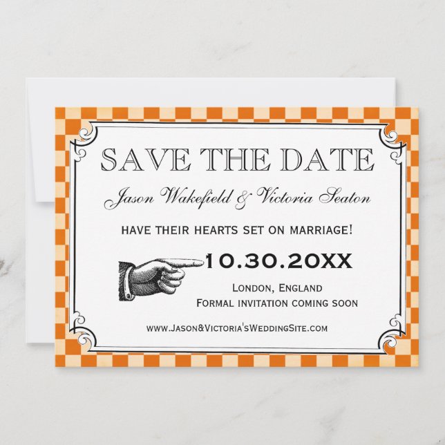 Save The Date Steampunk Checkerboard Wedding Enregistrer les car (Devant)