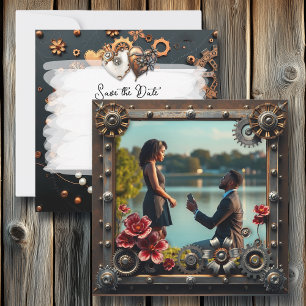 Save The Date Steampunk Cuivre Floral Mariage personnalisé