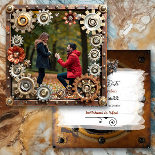 Save The Date Steampunk Cuivre Floral Mariage personnalisé