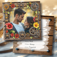 Steampunk Métal & Bois Mariage personnalisé RSVP