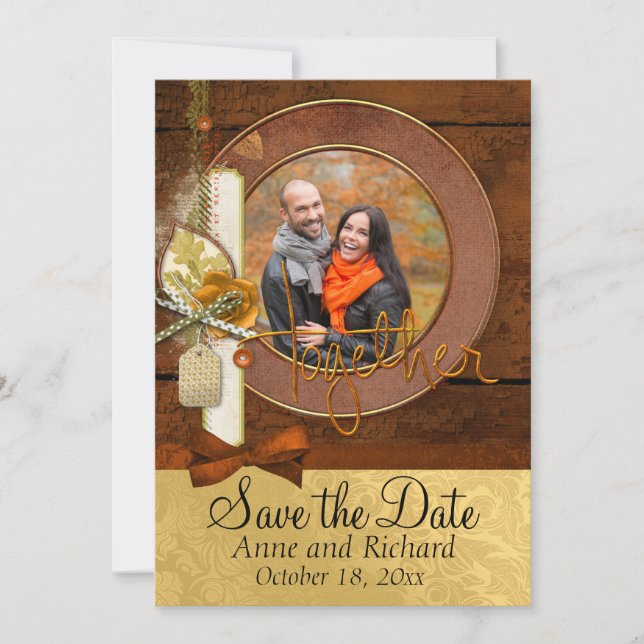 Save The Date Striking Mariage de automne Photo Enregistrer la d (Devant)