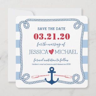Save The Date Striped Nautical Love Ancre Wedding Enregistrer la