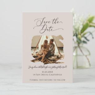 Save The Date Stroke minimaliste à pinceau Taupe Gris photo