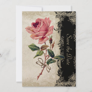 Save The Date Style baroque Vintage Rose noir n crème dentelle