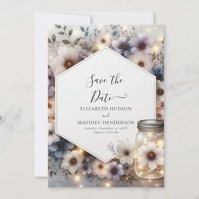 Save The Date Style Botanique Mason Jar Mariage (Devant)