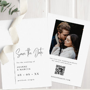 Save The Date Style chic noir & blanc photo et code QR